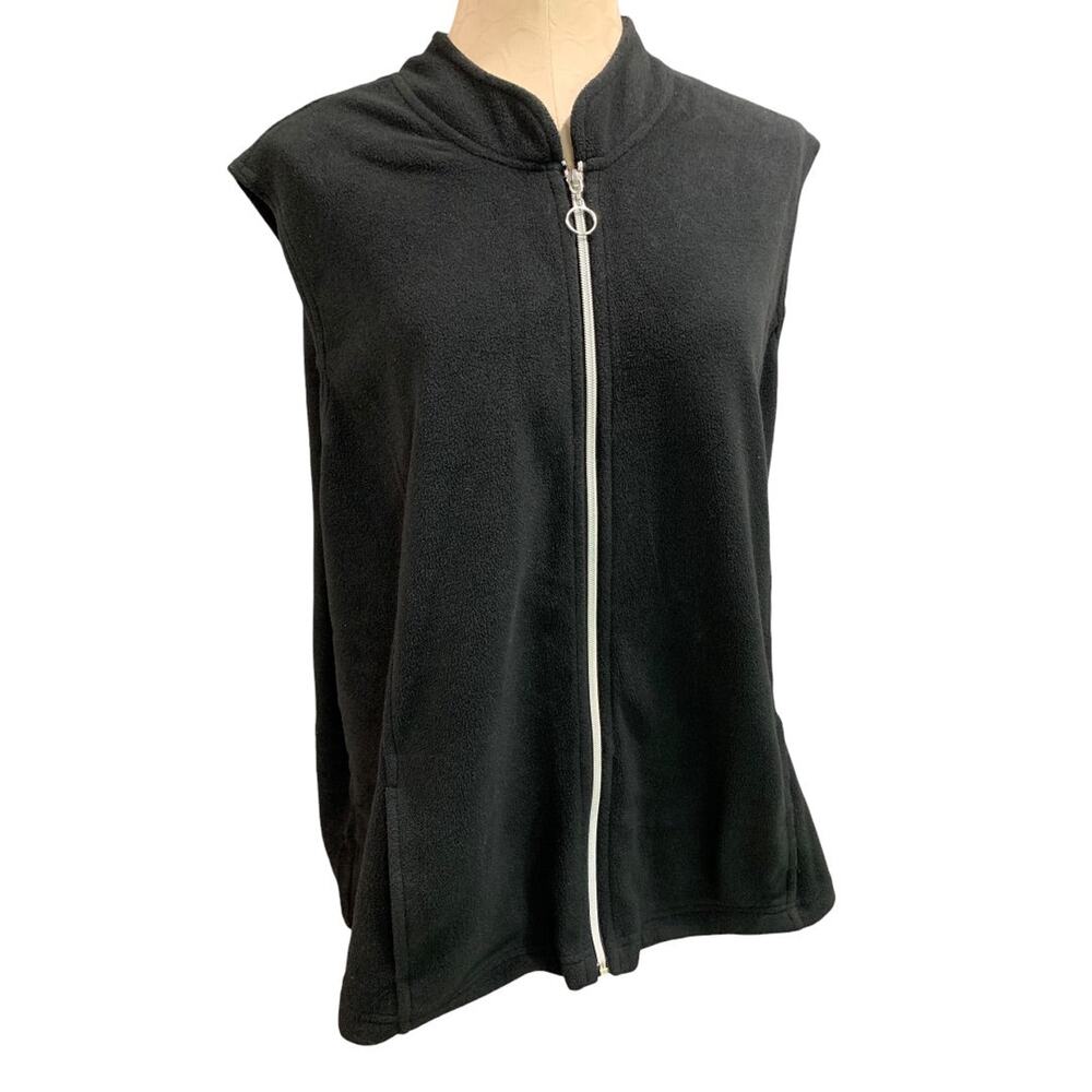 3XL Blair Womens Black‎ Fleece Zip Up Vest Plus Size